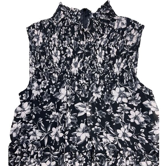 Just Taylor Black‎ & Pink Tiered Swing Dress with Smocked Neckline Size 8 - Picture 11 of 11